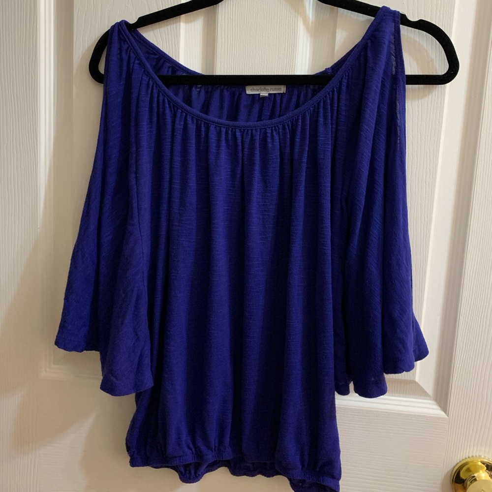 Royal blue cold sleeve top